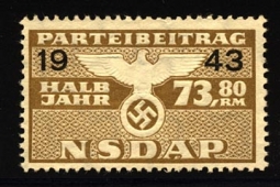 Nazi Party Dues 1943 "NSDAP"  73.80 Marks